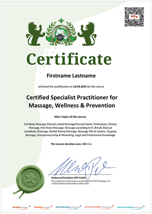 Gedrucktes PWA Zertifikat